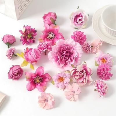 21 pièces Têtes de Fleurs Artificielles Roses Fleurs Fausses en Soie Pour Décoration de Maison Mariage Décoration de Mariage Bricolage Artisanat Cadeau Guirlande Accessoire