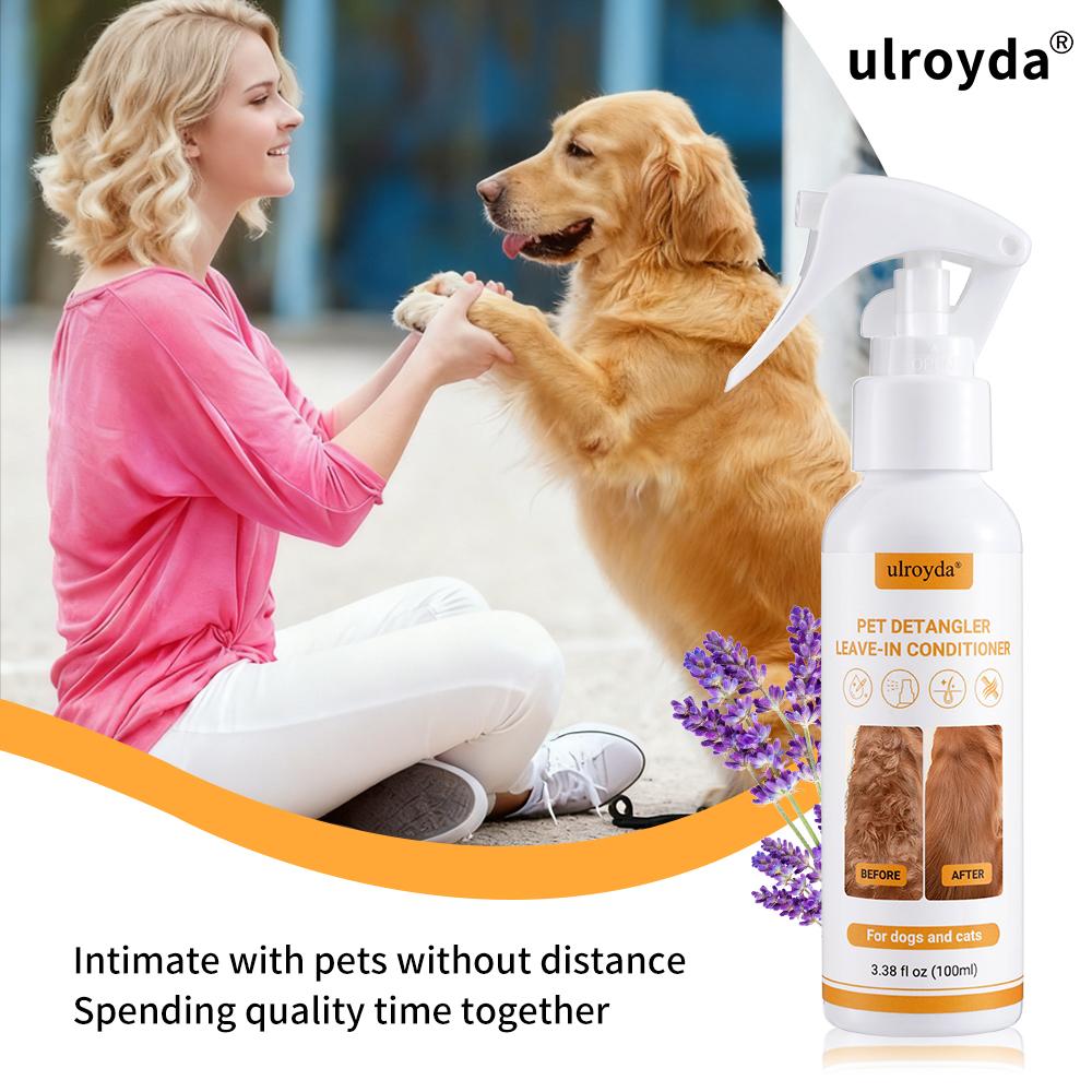 Ulroyda Pet Detangler Leave-In Conditioner for Cats & Dogs Gentle Lavender Scented Formula Moisturizes And Smooths All Hair Type