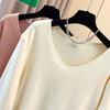 Tops for Women Long Sleeve Shirts Winter Oversize Solid Color Thickened Casual V Nevk Shirt Loose Blouse Pullover Tops