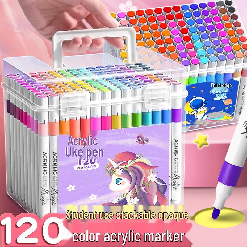 Marqueurs Aquarelle Acrylique pour Enfants - Ne Déteignent Pas, Stylos d'Art Empilables pour Élèves du Primaire