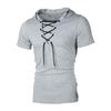 Herren T-Shirt Sommer Persönlichkeit Kapuzen-Tees Schnürung Kurzarm T-Shirt Homme Slim Fit Sportbekleidung Kleidung Herren T-Shirt