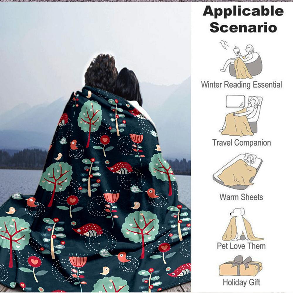 1pc Forest Creatures Lightweight Flannel Blanket, Comfortable and Warm Blanket, for Office and Camping Sofa Bed, Livingroom127
