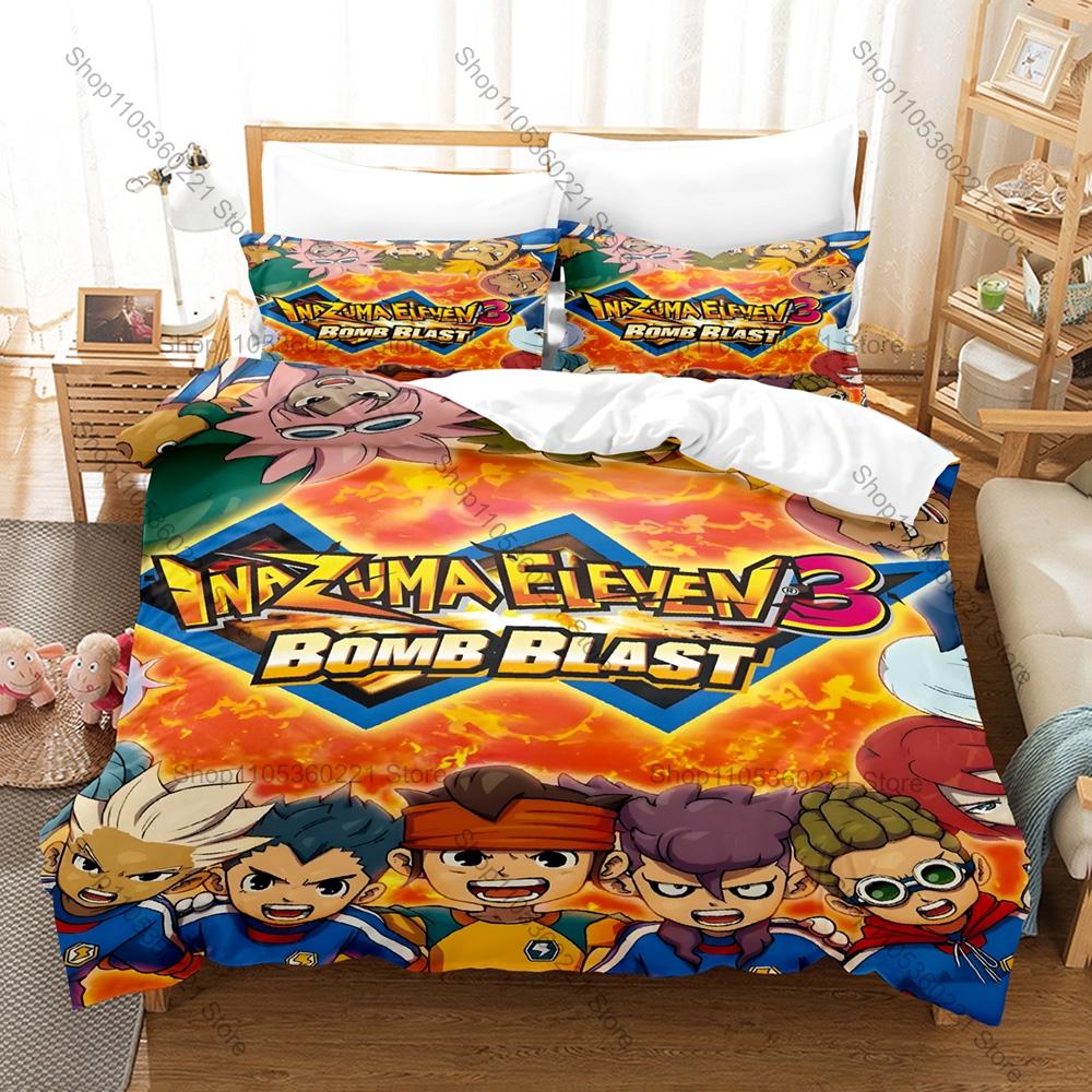 Inazuma Eleven GO Beddengoed Set Dekbedovertrek + 2 Kussenslopen Sport Voetbal Anime Raimon Teamgeest Beest Slaapkamer Decoratie