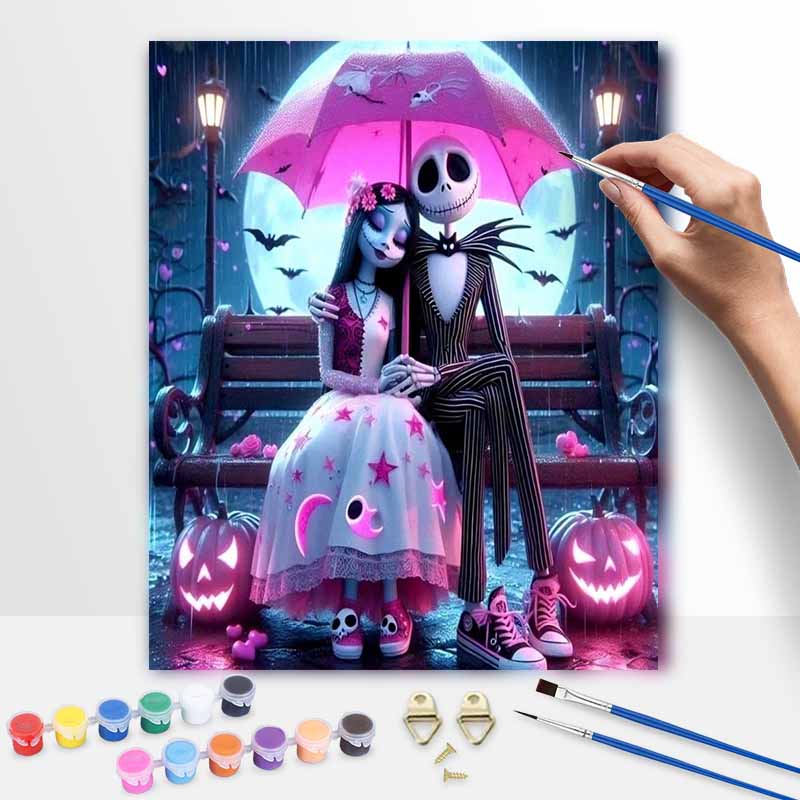 Disney Oil Painting Kit Nightmare Before Christmas Home Bedroom Wall Decor Handmade Gift Art Crafts Romantic Couple Paint By Numbers 20x30cm