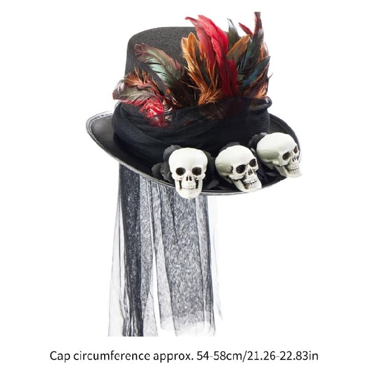 Cappello Fedora Teschio Halloween Ragazza Copricapo Medievale Steampunk Cappello a Tesa Piatta
