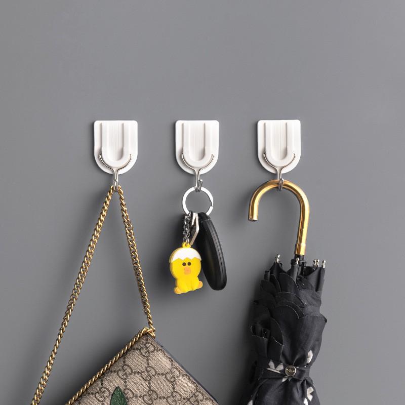 3PCS Self Adhesive Wall Hook Strong Without Drilling Coat Bag Bathroom Door Kitchen Towel Hanger Hooks Home Storage Accessories