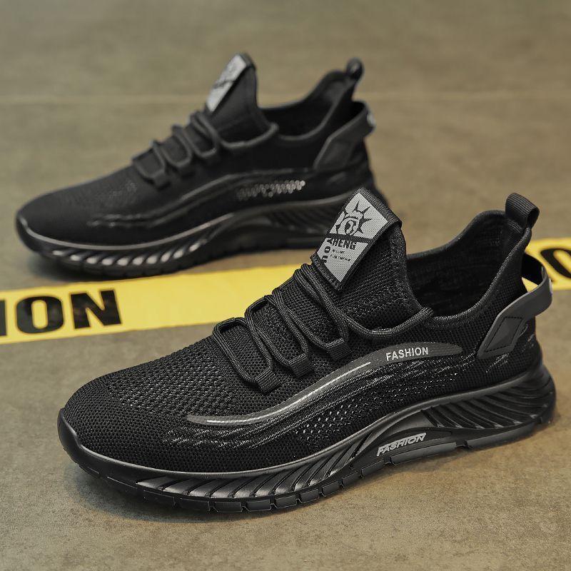 Men's shoes summer new mesh breathable fly-woven hollow deodorant mesh shoes men's soft-soled casual sports trendy shoes