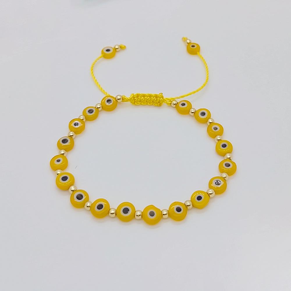 18K Gold-Plated Evil Eye Copper Bead Bracelet