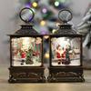 Christmas Gift Square Flat Lantern with Santa Claus and Tree Decoration