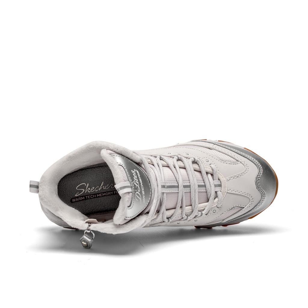 Skechers DLites Comfortable Non-Slip Mid-Top Dad Shoes Women Sneaker Silver 169077-SIL