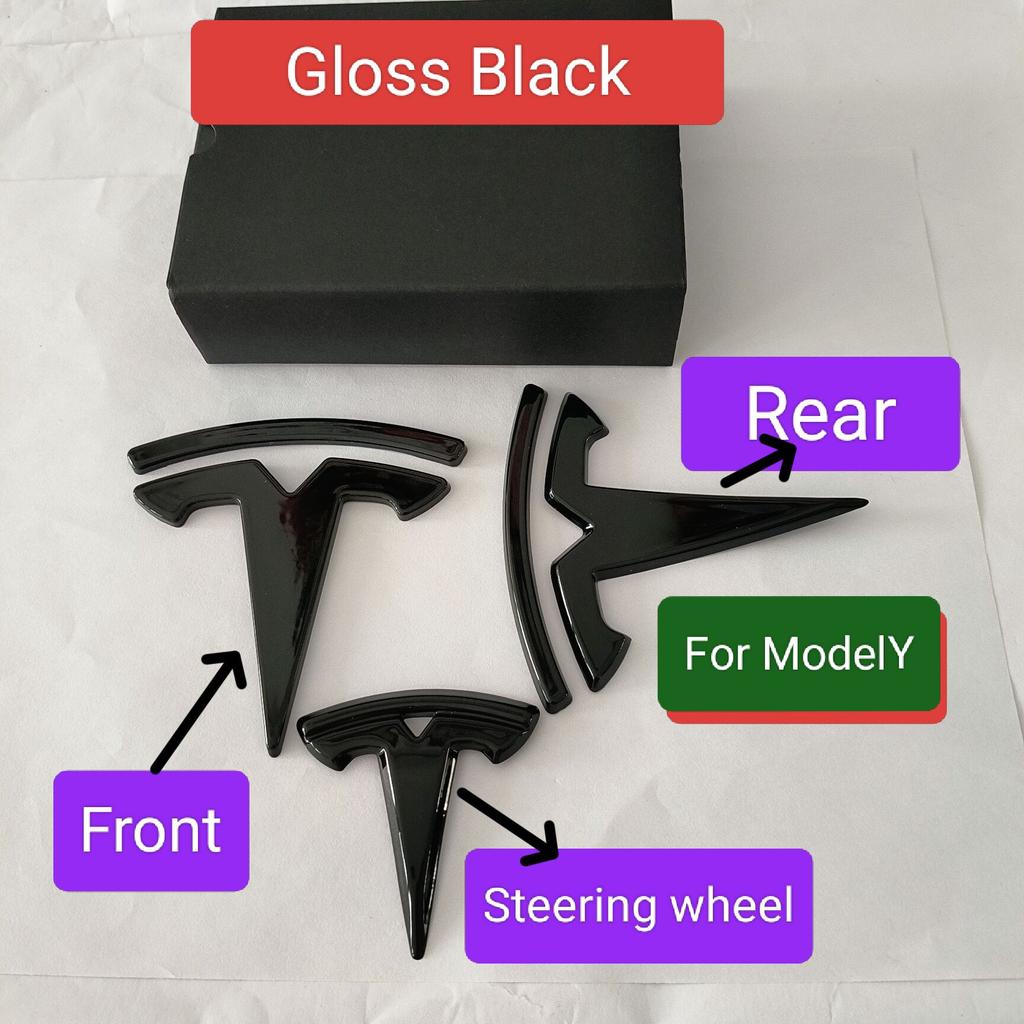 ABS 1PCS 2PCS 3PCS Car Front For Tesla ModeY Model3 Hood Cover Emblem h Sticker Styling Body Rear Trunk Badge Decal Accessories