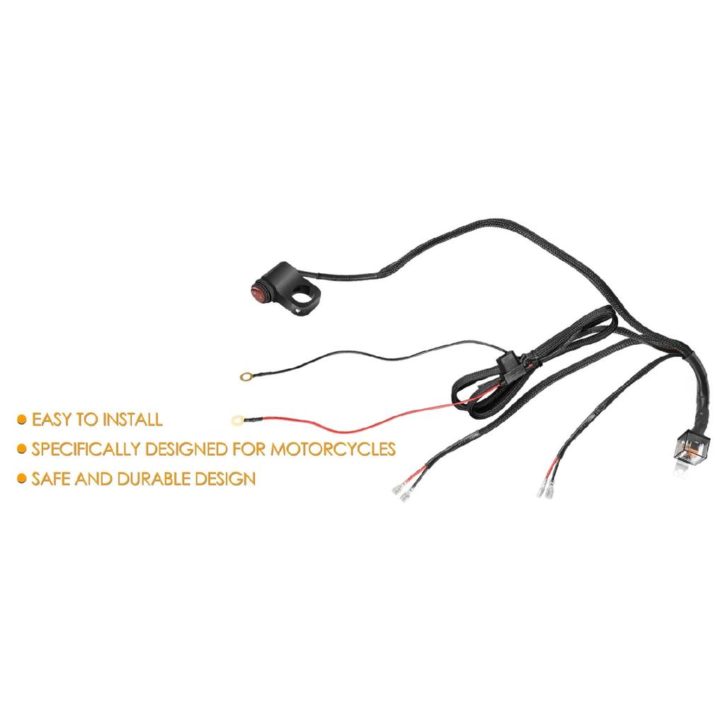 Motorcycle Spotlight Switch Light Bar/Work Light Fog Light On/Off Nylon Wiring Harness for Car Boat Truck 120W Cable Accessories