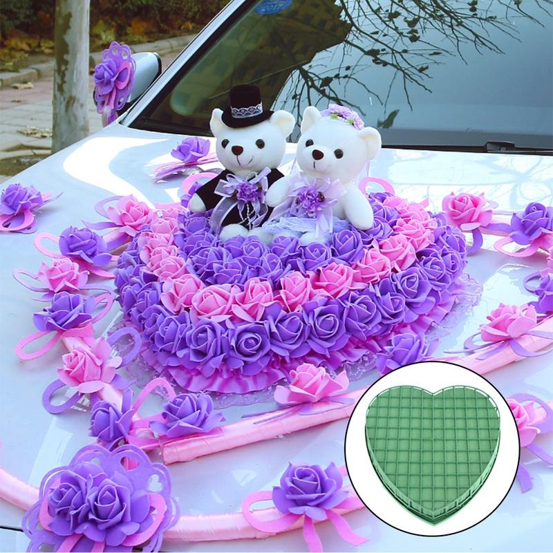 1PCS 30*32cm Heart Shape Flower Bridal Modelling DIY Wedding Party Car Table Display for Wedding Car