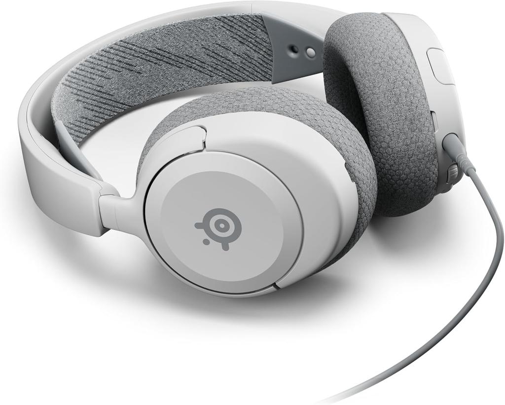 SteelSeries Arctis Nova 1 Gaming Compatible with and with Noise Spatial and Adjustable White Headset, Lightweight, Wired, Closed-Back Headphones, PC,