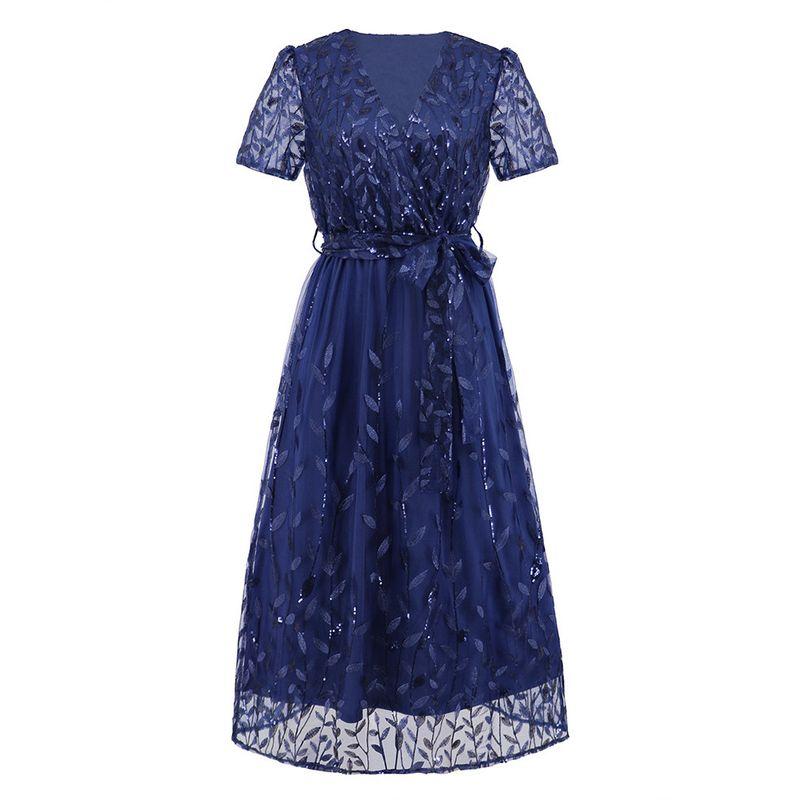 Women's Slim Fit V-neck Mid Length Dress Silm V Neck Mid Length Long Length Dress