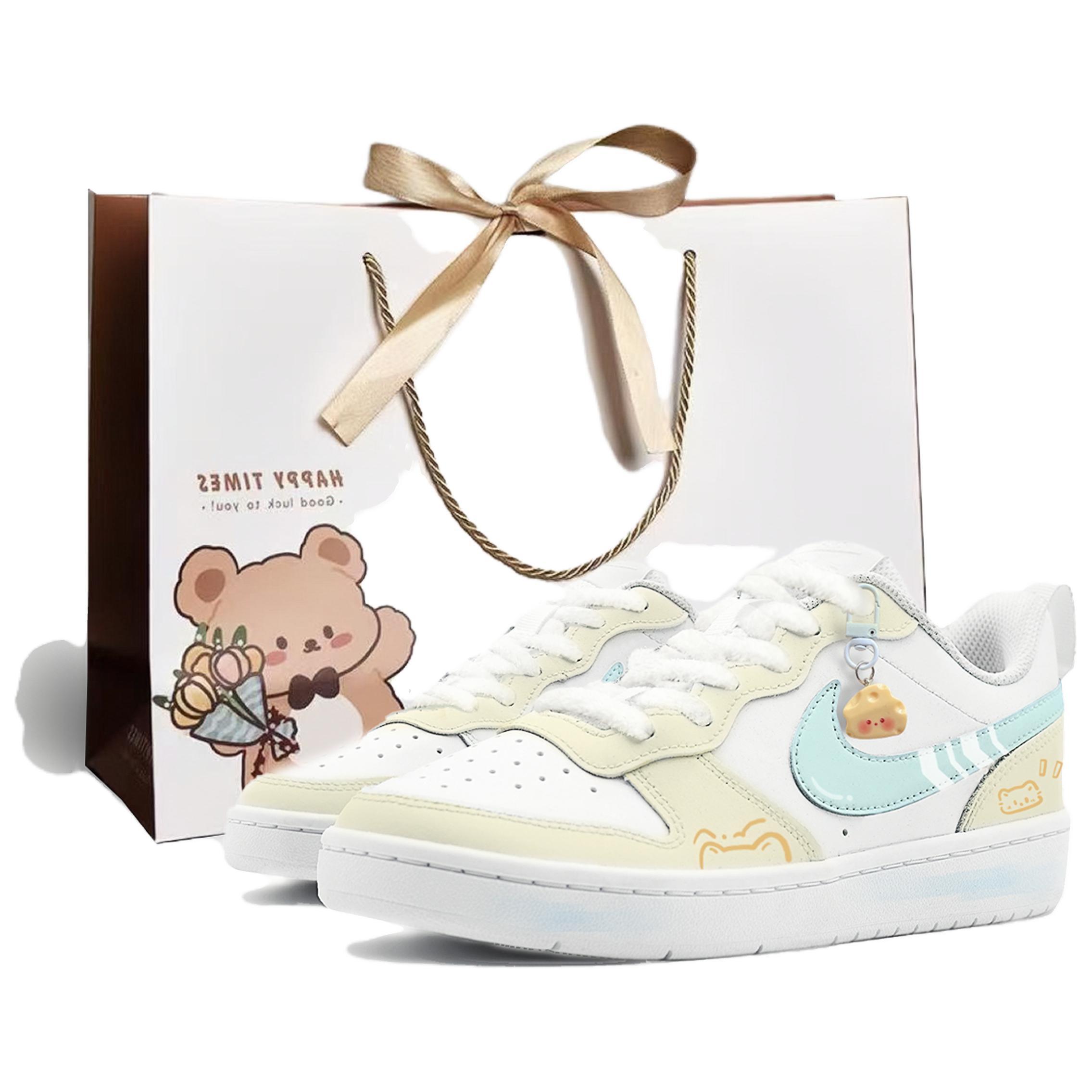 

Nike Court Borough 2 Big Fish Manufacturing, Little Bear Milk Candies Leather BQ5448-100(Team1792-) 35.5