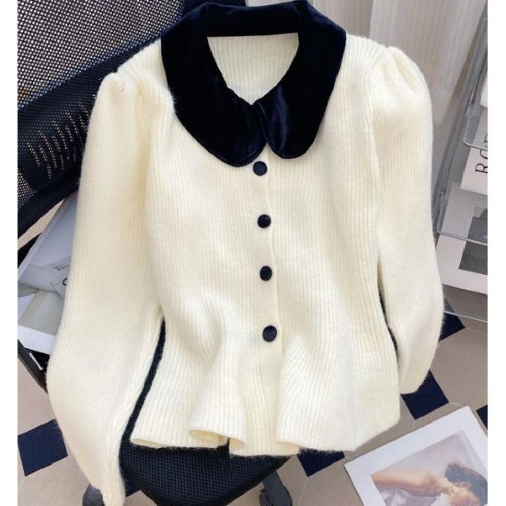 Rellawear Women Shuti Collar Velvet Knit Top 3color Ryfw48