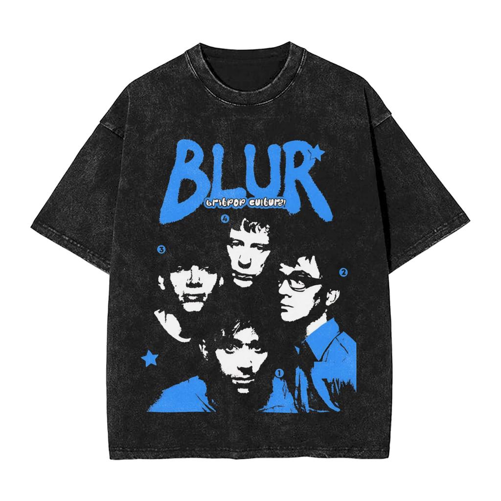 Blurs Rock Band T Shirt Hip Hop Washed Short Sleeve Harajuku TShirt Cool for Unisex Women Streetwear Printed Tee Shirt
