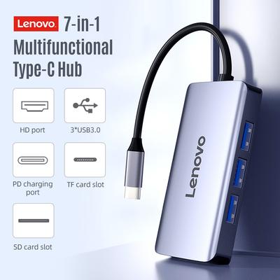 Lenovo LX0806G Type-C Hub 7-in-1 Type-C Converter Aluminum Alloy Shell HD+PD Charging