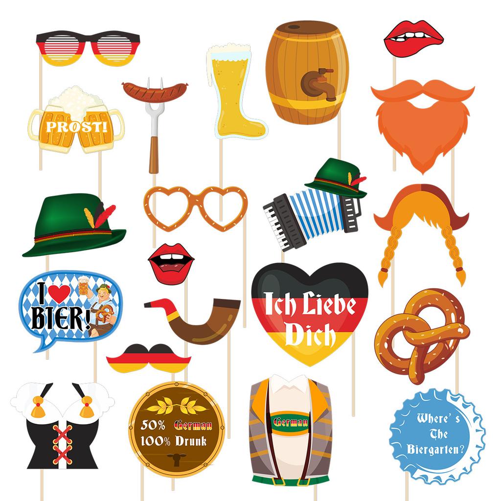 Munich Oktoberfest Dress Up Glasses German Festival Party Supplies Flag Photo Props Set