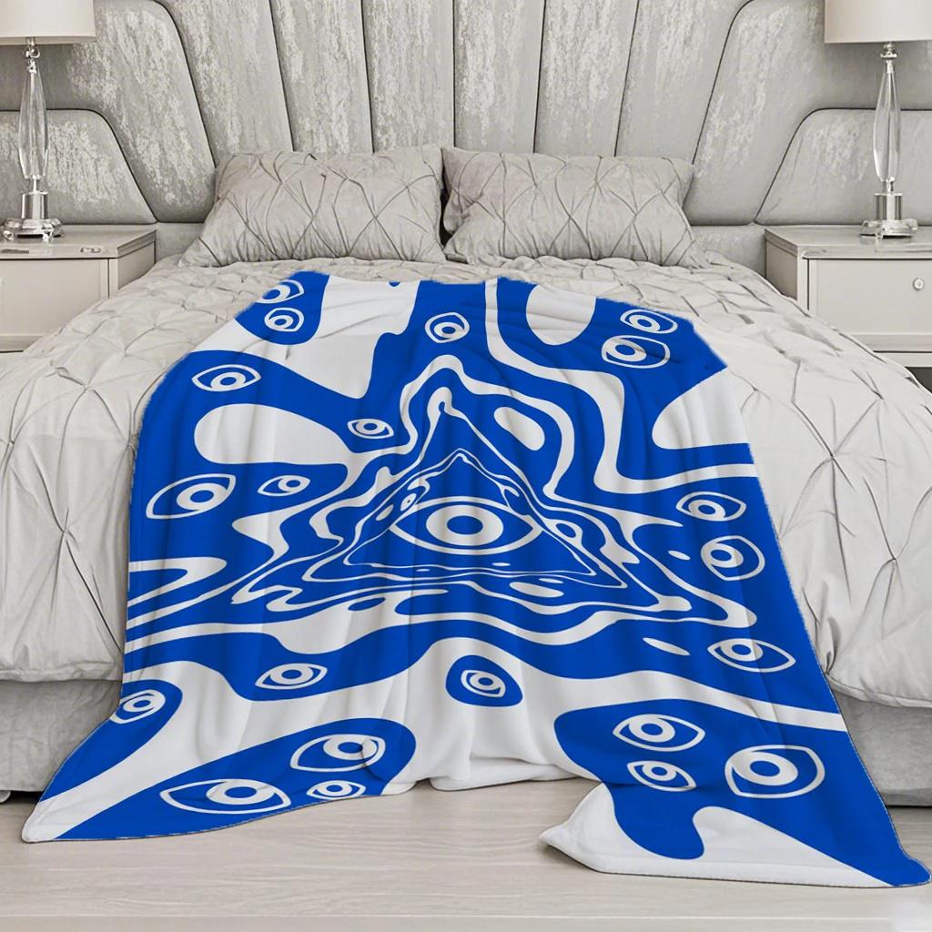 Abstract Blue Pattern Microfiber Flannel Cover Blanket Bedroom Living Room Sofa Soft And Comfortable Home Decoration