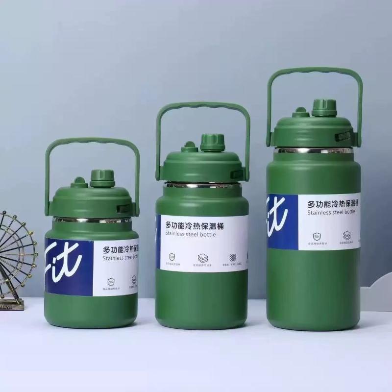 Stainless Steel Insulated Water Jug Food Grade Leak Proof Lid 24H Heat Cold Retention for Picnic Beach Trips