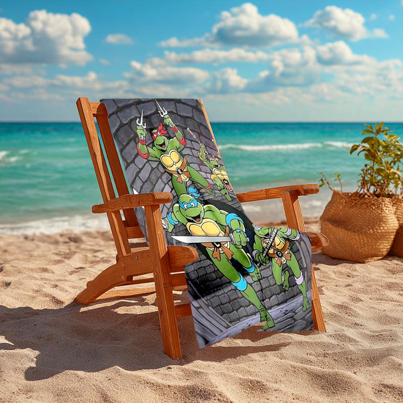 1pc Teenage Mutant Ninja Turtles Beach Towel, Comfortable and Thick, and Swimming/Bath/Picnic/Camping Towel, Suitable for Seaside Beaches