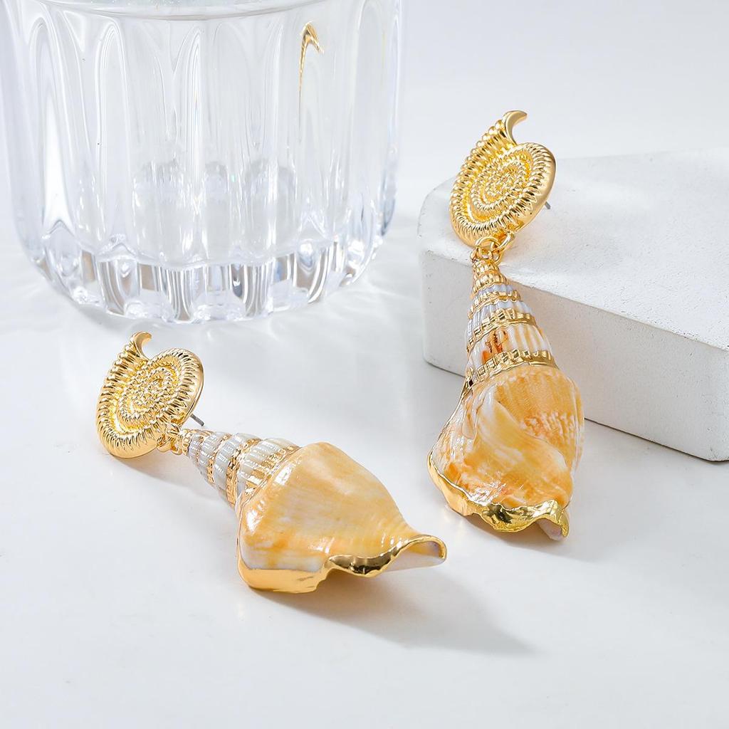 Bohemian Beach-Style Conch Earrings for Women