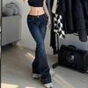 Spring Autumn Fitting Slimming Micro Flare Jeans Casual Low Rise Cute Trousers Aesthetic Streetwear Vintage Cargo Pants Women Distressed Mom Jeans