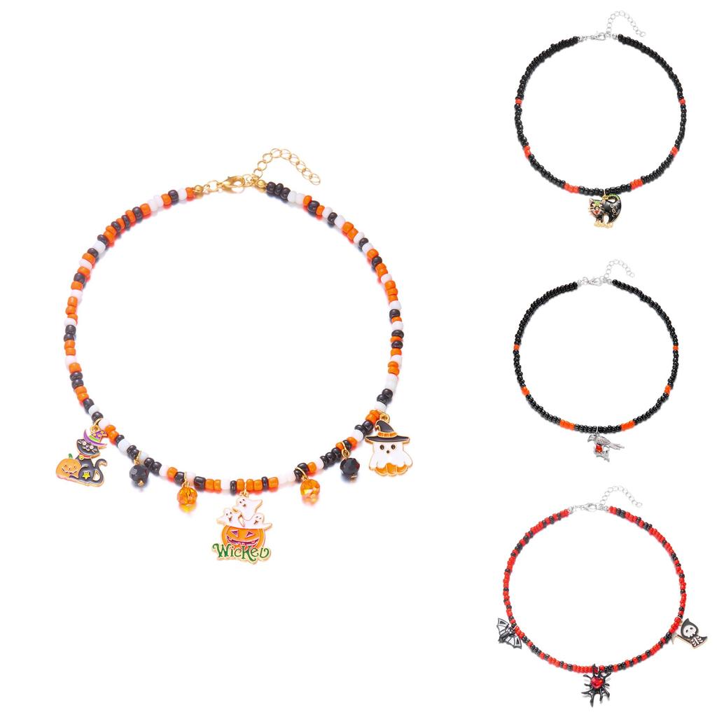 Halloween Gothic Spider Web Pendant Necklace With Rhinestones For Men And Women