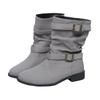 Large Size Buckle Belt Denim Buckle Belt Fashion Boots Autumn and Winter New Square Heel Round Head Going Out Boots