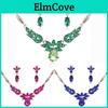 Pendant Flower Womens Rhinestone Alloy Necklace Earrings Wedding Jewelry Set