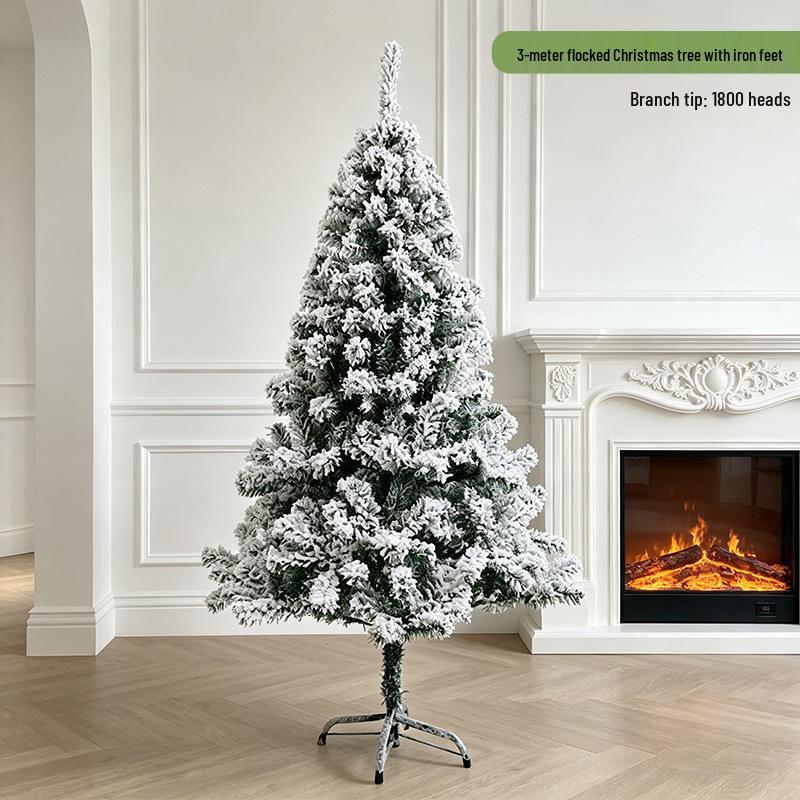 Cross-Border Christmas Iron Base Flocked Tree Decoration Scene Ornament