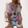 Summer Guitar Instrument Floral 3D Print T-Shirts Women Casual Short Sleeve Round Neck T Shirt Harajuku Tees Top Female Clothing