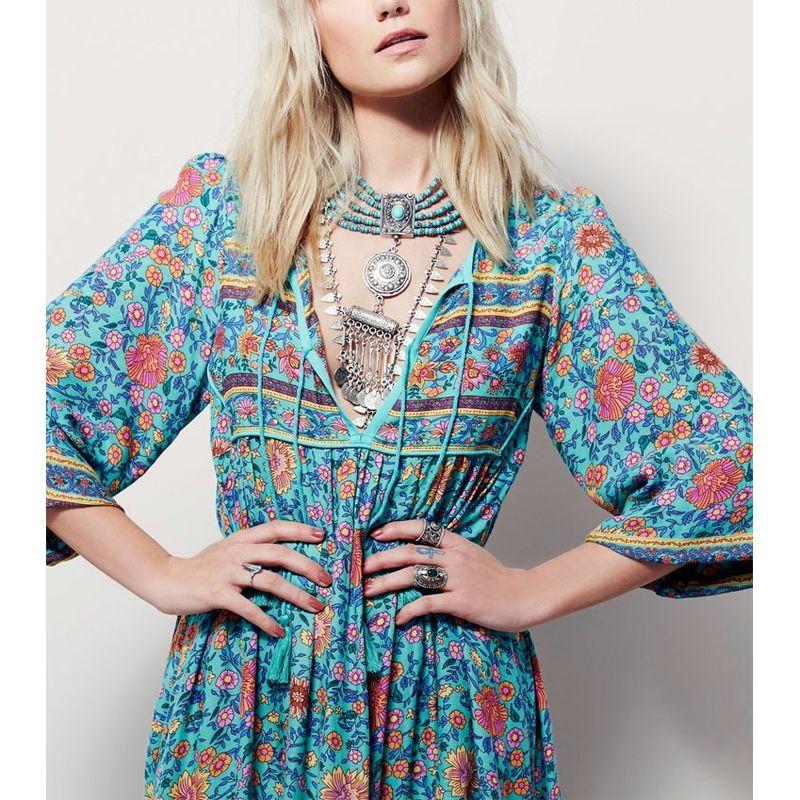 

Таиланд Бали Длинное платье Модный стиль Оверсайз Женская одежда Green XL