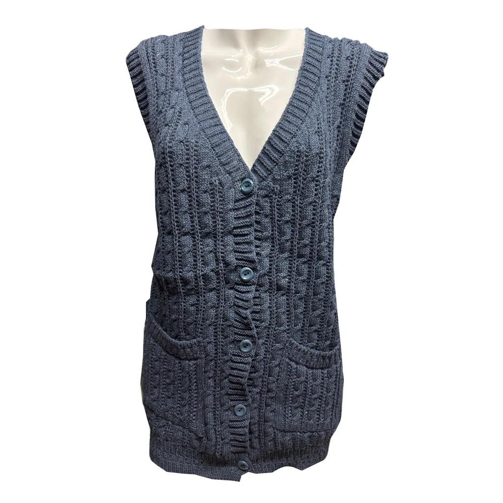 Ciciten Pocket Buttoned Daily Knitwear Women's Vest Mother's Vest