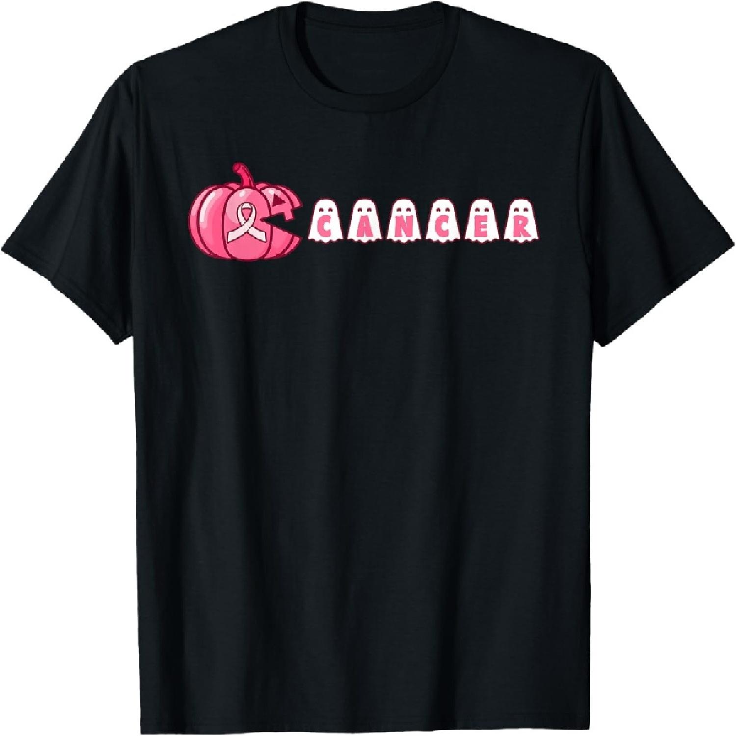 Halloween Pumpkin Eating Ghost Support Breast Cancer Warrior T-Shirt XXXXXL разноцветный