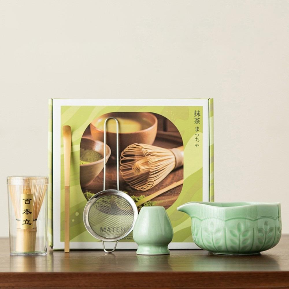 

5 Piece New Hand Ceramic Matcha Bowl Chasen Holder Tea Ceremony Tool Matcha Brewing Cup Tea Art Large Capacity Tea Making Tools циан