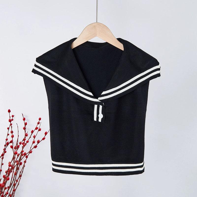

Perfect Match New Fashion Knit Scarf Cute Neck Warmer Circle Fake Collar False Collar Women Navy Style Detachable Collar For Women