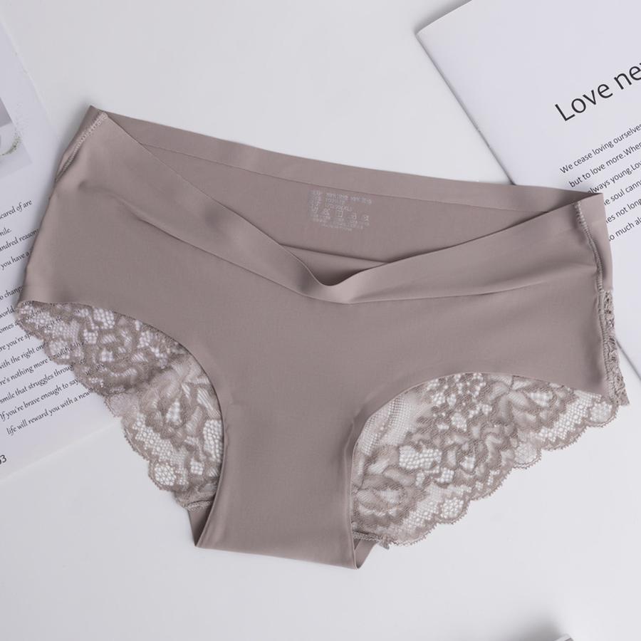 2 pcs Lace Waistband Seamless Wire-Free Lace Cotton Breathable Sexy Cute Plus Size Girls Triangle Panties