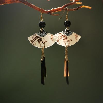 Chinese Style Resin Tassel Braided Earrings for Women Fashion Jewelry Temperament Pendant Female Gift