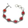 Natural Red Coral Gemstone Handmade 925 Sterling Silver Bracelet, Red Coral Bracelet For Wife , Unisex Bracelet, Anniversary Gift