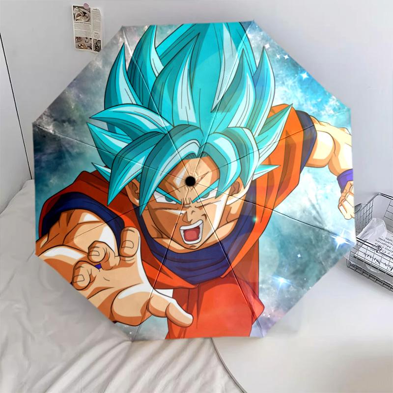 Dragon Ball Figures pattern, automatic folding umbrella, portable and foldable design, 8 ribs, a Christmas or birthday gift.