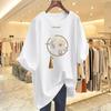 New Chinese Style Pure Cotton Medium and Long Short-sleeved T-shirt Women's Summer New Product Butt-covering and Thin Large-size T-shirt Top