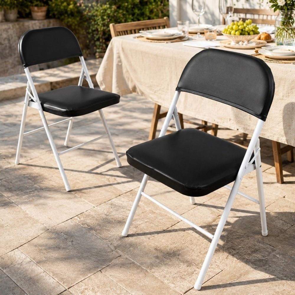 2PCS PU Leather Split Chair Cover Removable Seat and Back Cover Folding Chair Cover Outdoor Wedding