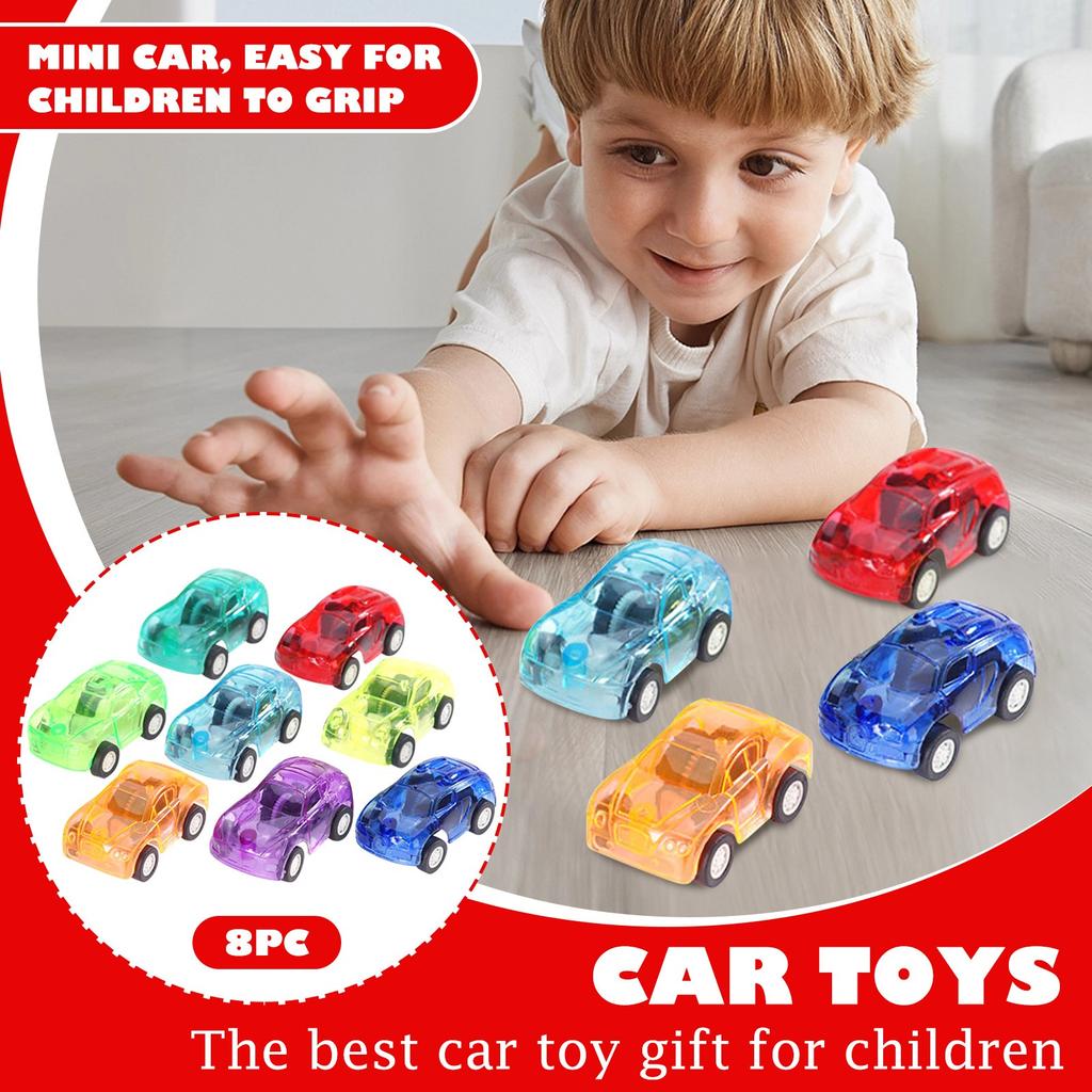 8pcs Pull Back Cars  Car Toys Friction Powered Racing Cars For Preschoolers Boys And Girls Random Color