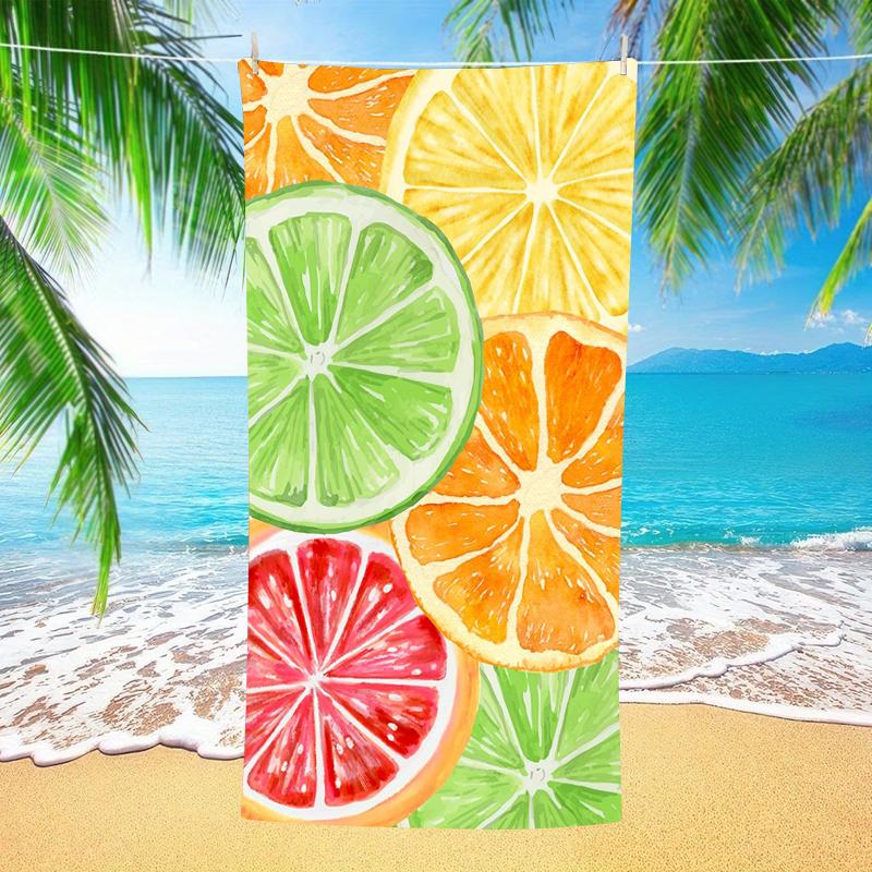 Übergroßes Mikrofaser-Strandtuch Extra Groß Schnelltrocknend Sandfrei Badetuch Zitrone Lila Floral Schwimmbaddecke Für Erwachsene