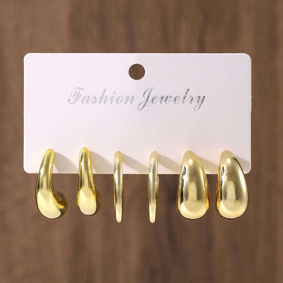 New earrings set gold personality exaggerated creative retro geometric earrings ear jewelry