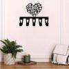 Vintage Heart Key Holder Metal Wall Decor 5 Hooks Forged Iron Entryway Gift