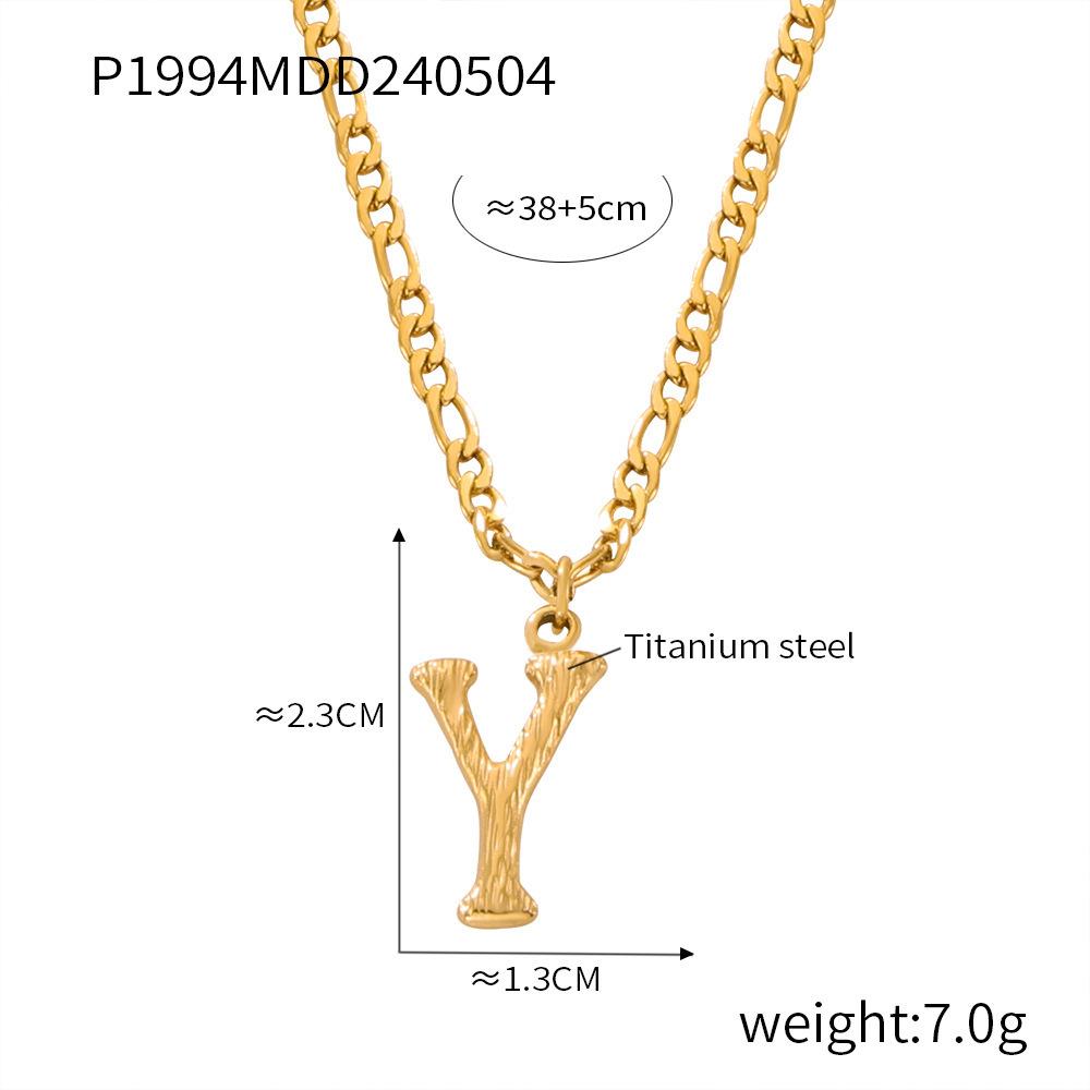 Simple Light Luxury Titanium Steel 26 Letter Necklace Niche Non-Fading Necklace Gold Tree Pattern Jewelry
